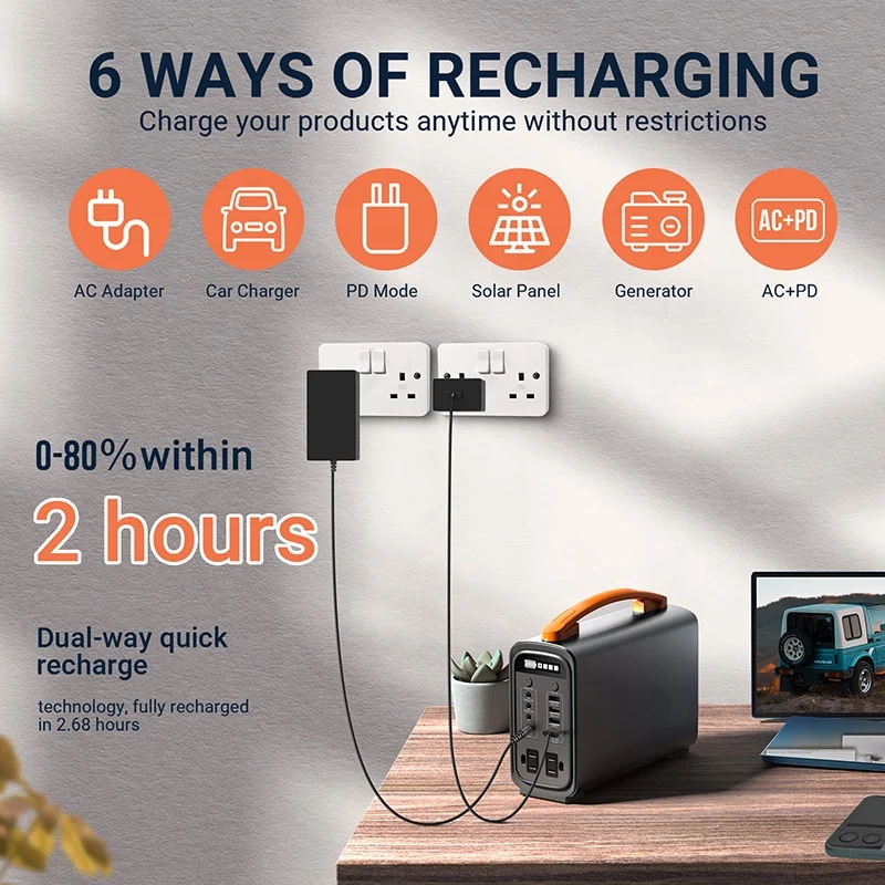 200W Portable Energy Storage Power Supply Solar Generator Pocket  LiFePo4 Battery for Outdoor Home CTECHi