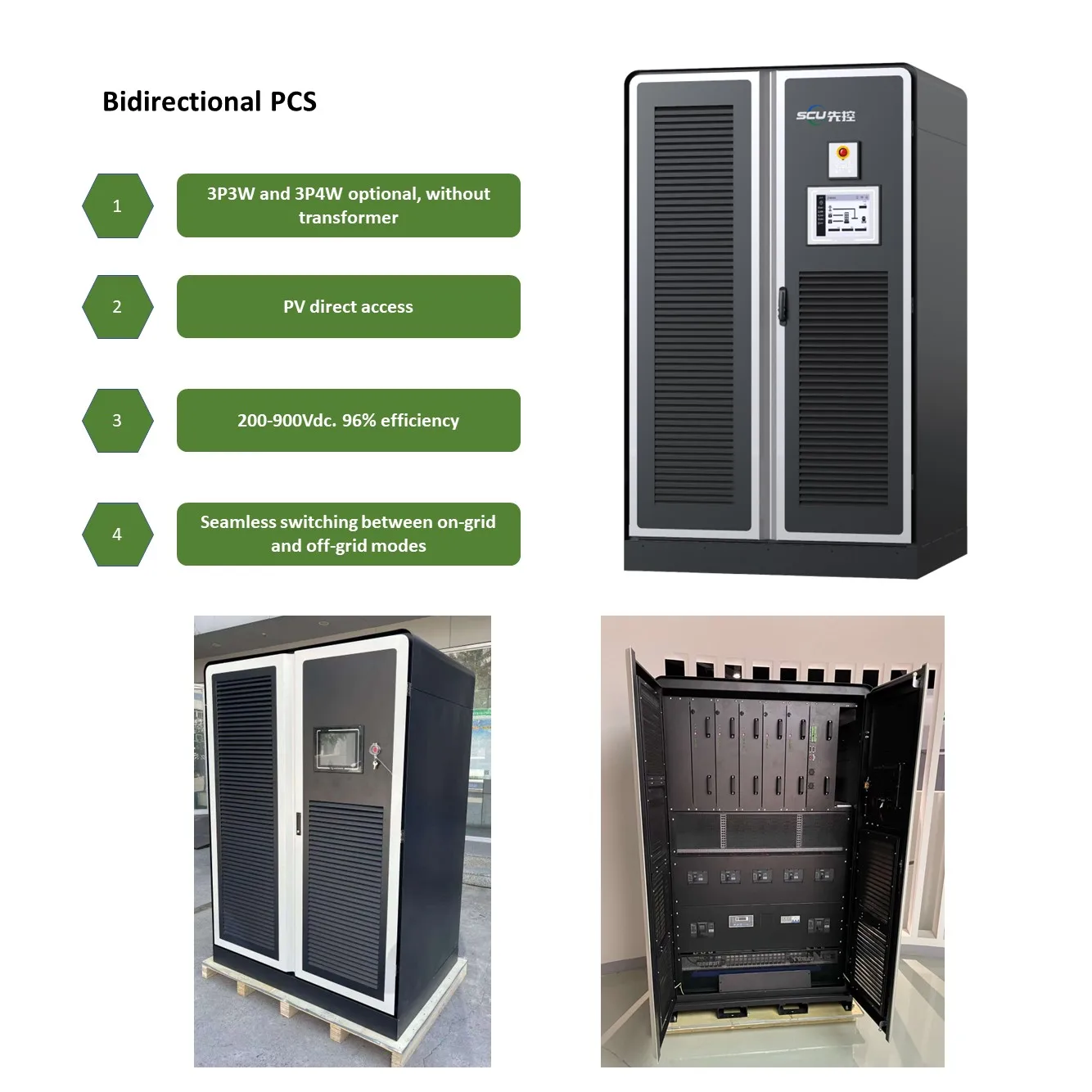 High Efficiency Lithium Ion Battery Pack with Transformer Isolation Power Conversion System (PCS) for Industrial & Commercial Use (SCU)