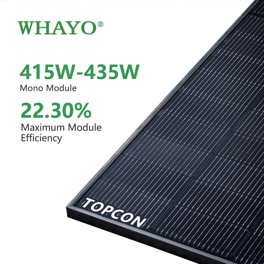 Black Bifacial N-TYPE TOPCon Solar Panel for High Efficiency Solar Systems - Whayo