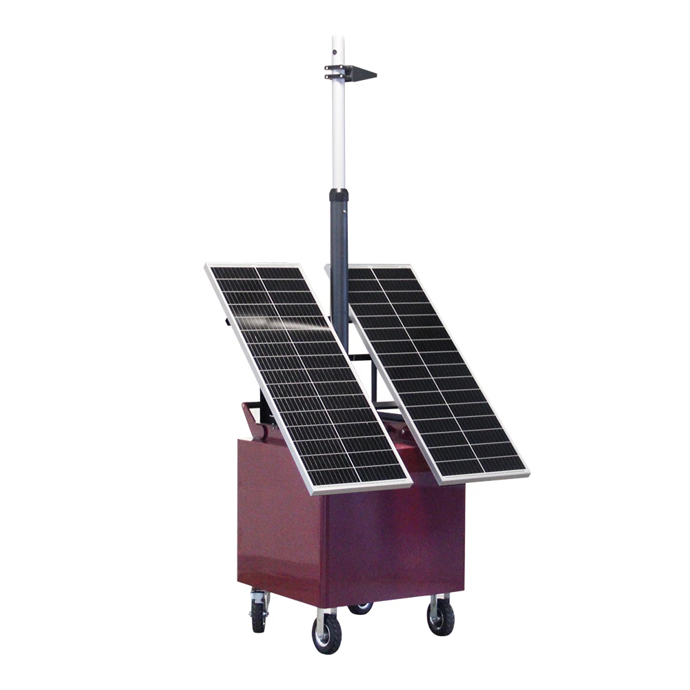 Zemu High-Capacity Mobile Solar Surveillance Trailer - Industrial Security with Solar Backup & PWM Controller