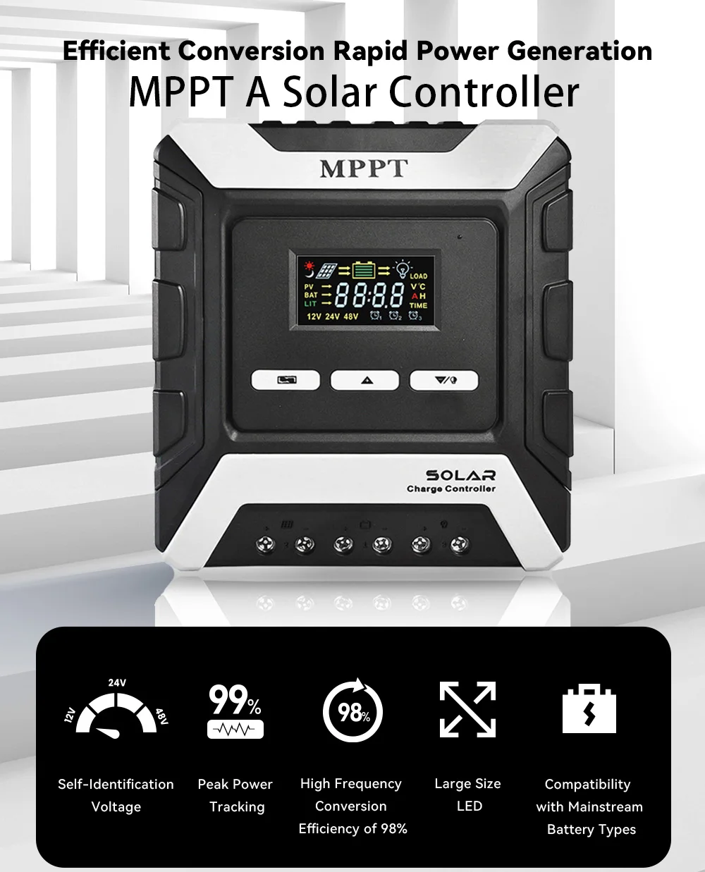 12V-48V 20A-50A MPPT Battery Charger | Dual USB Solar Panel Regulator | SUNNAL