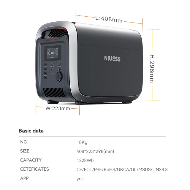 1228Wh Solar Powered Portable Power Station with Remote Control - Niuess