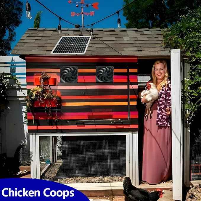 12W Solar Panel High Efficiency Monocrystalline Silicon for Outdoor Chicken Coop Dog House Greenhouse AHONY