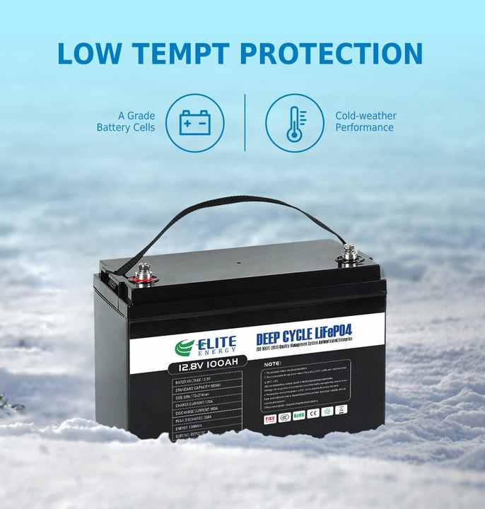 12V 100Ah LiFePO4 Battery Pack Deep Cycle Long Life 6000 Cycles Built-in BMS Solar Energy Storage System for Home RV Boat Elite