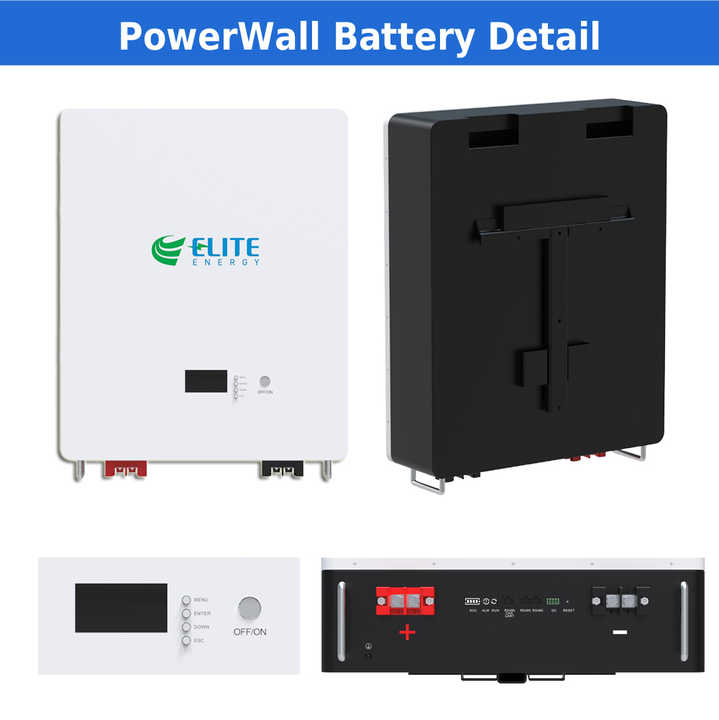 ELITE Wall-mounted 48V 100AH 5KWH Home Solar Battery Pack LiFePO4 Power Wall Energy Storage System Battery 51.2V Powerwall CE Certified Off-Grid Hybrid Energy Storage for Household Use Elite/OEM