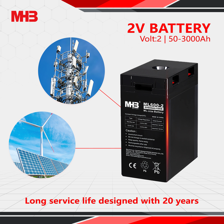 2V 2000Ah VRLA AGM Solar Battery for Energy Storage Systems Data Center Power Backup MHB