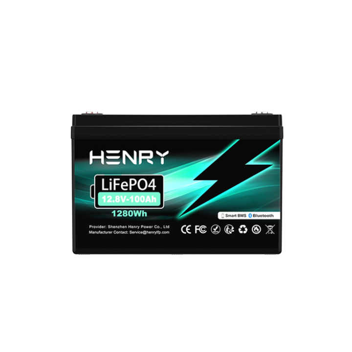 HENRY 100Ah 12.8V 25.6V LiFePO4 Battery 1280Wh 2560Wh IP65 Solar Energy Storage Power System