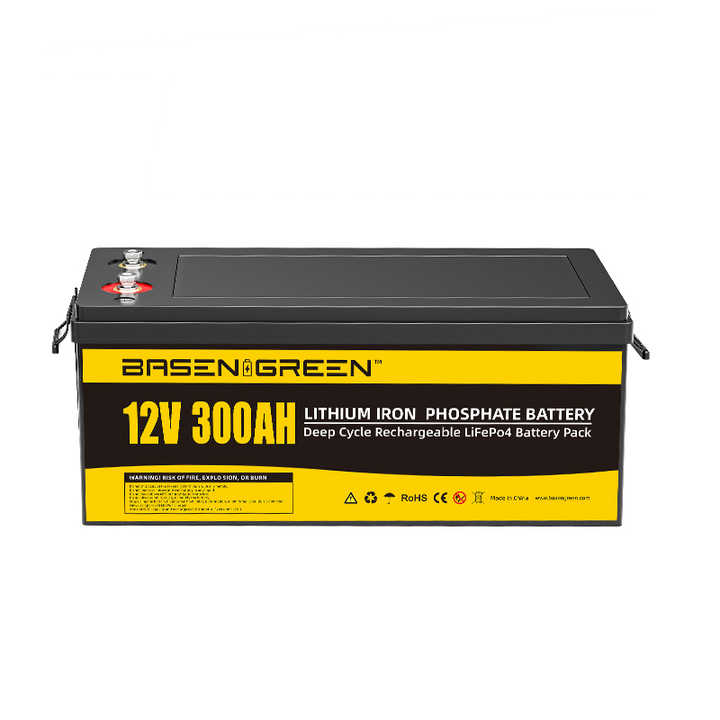 LiFePO4 Battery 12V 300Ah Long Cycle Life for RV Marine Solar Power Systems BASEN