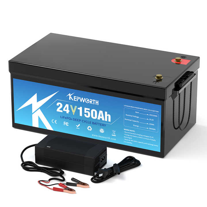 24V 150Ah LiFePO4 Battery Pack Deep Cycle Solar Storage System for Home Energy 6000 Cycles Long Life Kepworth