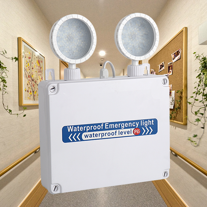 IP65 Two-Spot LED Emergency Light Waterproof Multi-Function Rechargeable Lead-Acid Battery 220V Indoor Use FAT