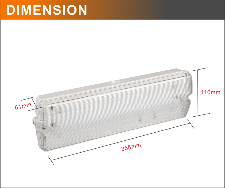 Li-ion 3.7V Battery Rechargeable IP65 ABS Shell Waterproof Emergency Lamp Bulkhead Emergency Light for Fire Safety and Exit Signage