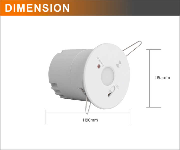 2W LED Emergency Downlight Hospital Corridor Lighting Recessed Non-Maintained 2 Hours Lithium Plastic FAT