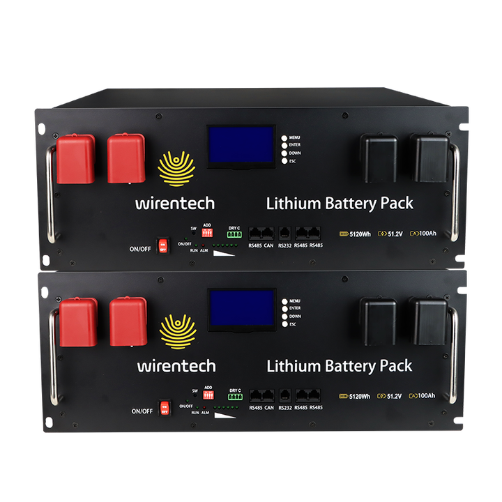 5KWh 10KWh Solar Home Energy Storage Lithium Battery 24V 100Ah 200Ah LiFePO4 Rack Mounted Long Cycle Life 6000+ High Capacity Energy Storage System for Residential Power Backup Wirentech