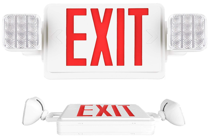 Multifunctional Emergency Light Wall-mounted Two-heads Rechargeable Emergency Exit Sign Light LED Lighting with 3.7V Lithium Battery for Indoor Use FAT