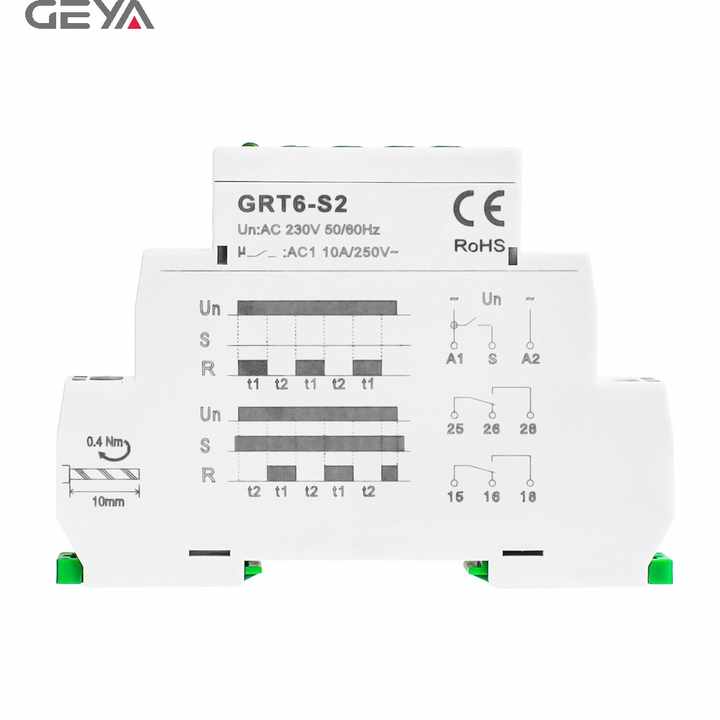 GEYA GRT6-S2 A230 Asymmetric Cycle Timer Relay 50/60Hz Control Module for Renewable Energy Systems DIN Rail Mount