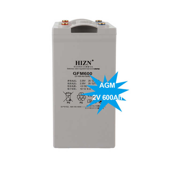 Lead Acid 2V 600Ah Sealed Free Maintenance Deep Cycle AGM Solar Battery Industrial Energy Storage HUIZHONG