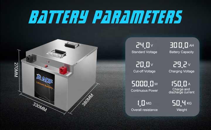 LiFePO4 Power Battery 24V 300Ah Start-Stop Function for Golf Carts Trucks Boats ADF