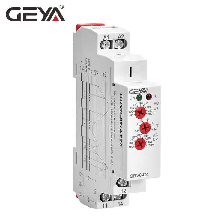 GEYA NEW GRV8-02 DC Under Voltage Monitoring Relay with RS485 Communication for Motor Start Current and Phase Failure Protection in 3Phase Systems