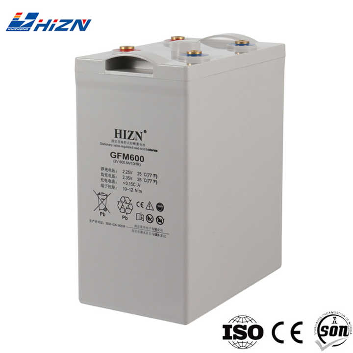 Lead Acid 2V 600Ah Sealed Free Maintenance Deep Cycle AGM Solar Battery Industrial Energy Storage HUIZHONG