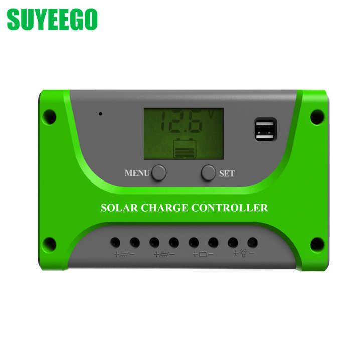 PWM Solar Charge Controller 10A-60A 12V/24V 100V Max PV Voltage Overcharge Overload Protection for Solar System Lighting Station SUYEEGO