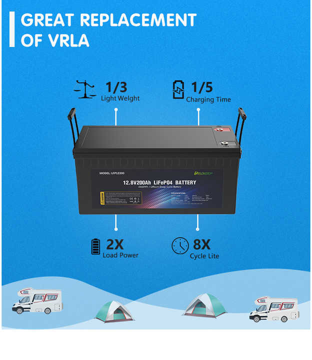 12V Rechargeable Deep Cycle Lithium Ion LiFePO4 Battery 100AH 200AH 300AH 12.8V Solar ESS RV Marine Yacht Battery for Energy Storage Systems Delongtop