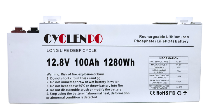 Lifepo4 Battery 12.8v 100Ah Deep Cycle for Electric Vehicles and Consumer Electronics
