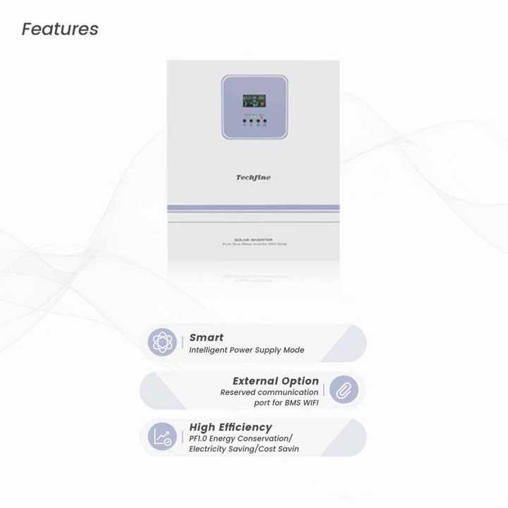 Techfine 3KVA 5KVA 10KVA High Voltage Solar Inverter 450V High-Frequency MPPT Hybrid Solar Inverter for Off-Grid Solar System Application