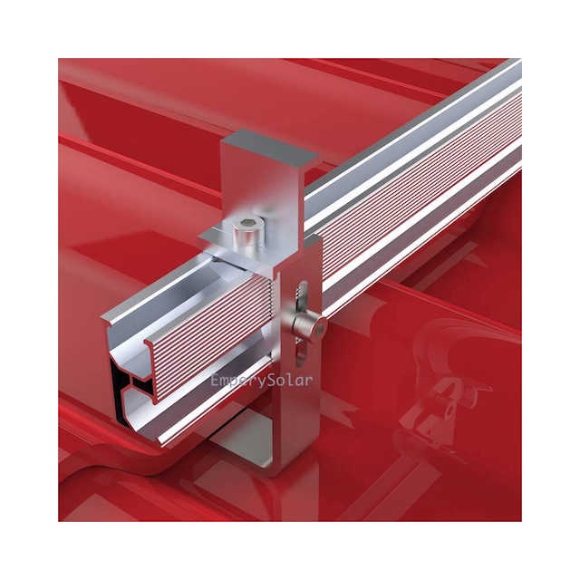 Mini Rail Solar Panel Roof Mounting Zinc-Aluminum-Magnesium Brackets Structures for Metal Roofs Commercial Use EmperySolar