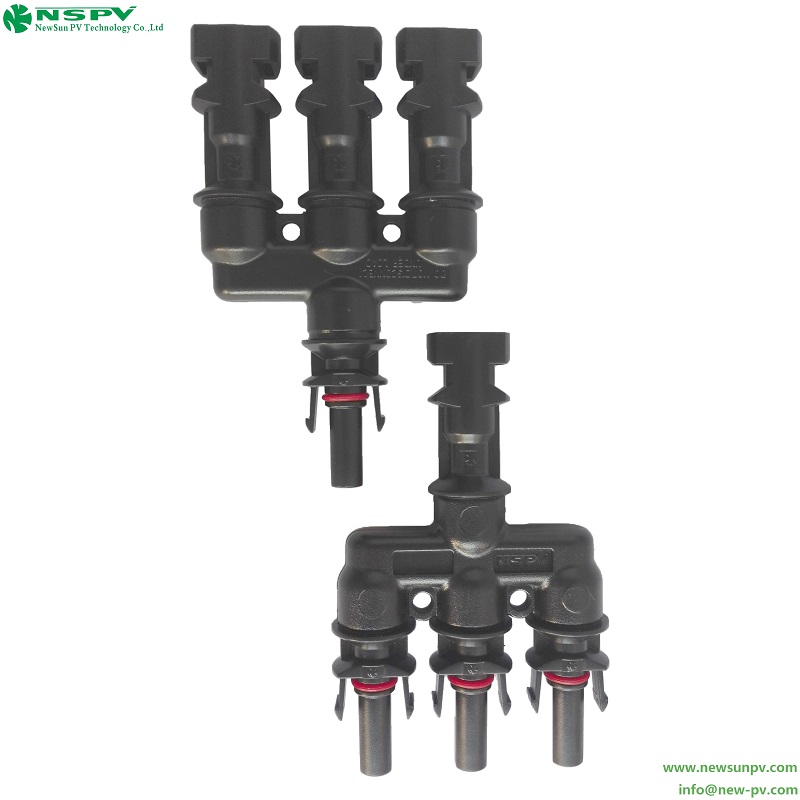 Solar 1500VDC PV4.0 2in1/3in1/4in1 Branch Connector IP68 Waterproof Detachable for Solar Power Systems