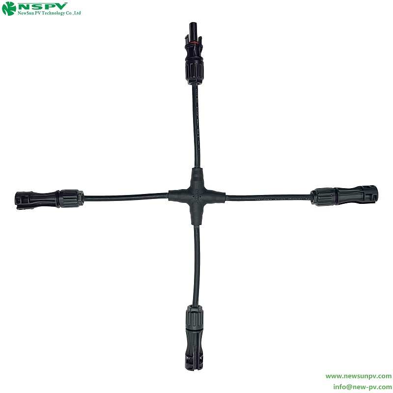 Solar Cable Assembly 2in1 Cross Type PV4.0 DC 1500V 30A IP68 Waterproof for Solar Energy Systems