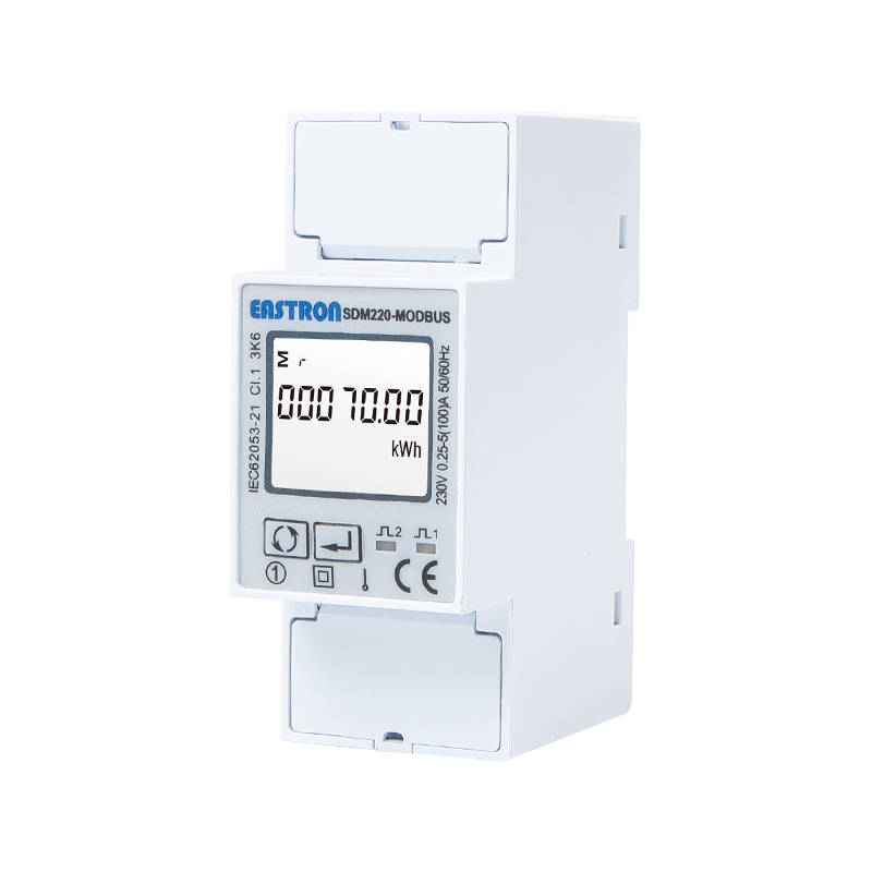 Modbus 100A Din Rail Single Phase MID Energy Meter Bi-Directional Measurement LCD Backlit Pulse Output Solar PV Application