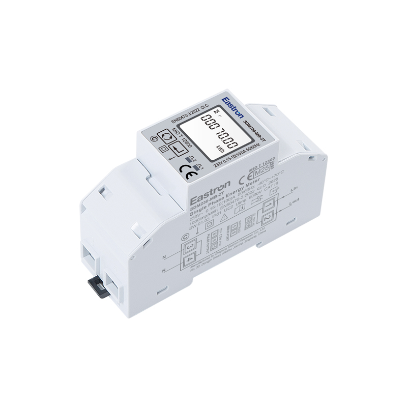 Mbus Dual Tariff Din Rail Single Phase UL Energy Meter Dual Power Source 100A Direct Connection with RS485 Modbus and Mbus Communication for Solar PV and EV Charging Systems