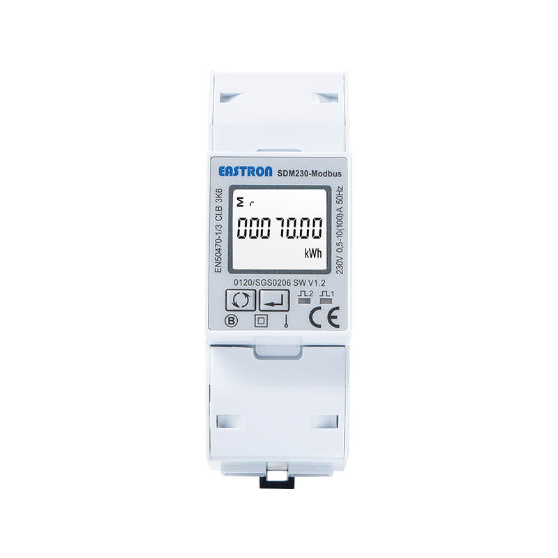 RS485 100A Din Rail Single Phase Multi-function Energy Meter Modbus Communication Pulse Output Bidirectional Measurement LCD Display Solar PV EV Charging Monitoring Eastron