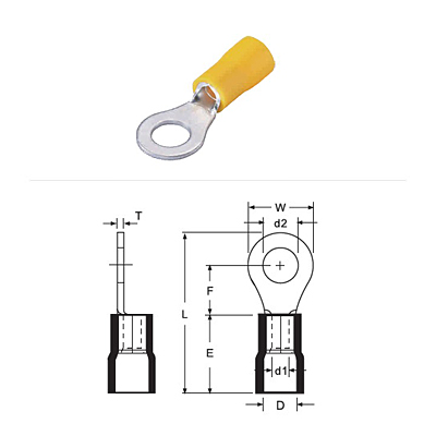 Vinyl Insulated Ring Terminals Single Crimp Copper Tin Plated for Battery Energy Storage Systems