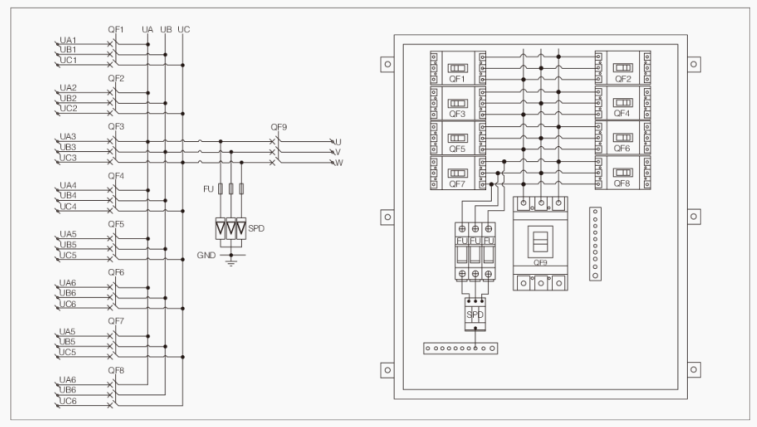 Photovoltaic Combiner Box AC 380Vac-540Vac Lightning Protection Grid-Connected Solar Power Systems