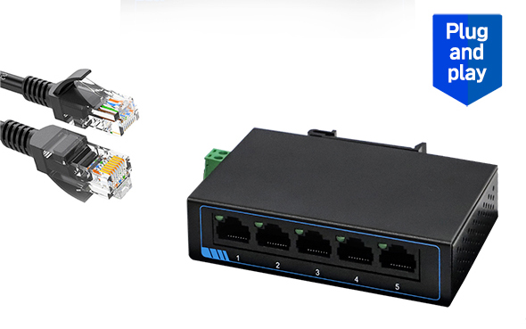 USR-SF1005 5-Port 100M Ethernet Switch Plug-and-Play Unmanaged Layer 2 Switch for Industrial Networking
