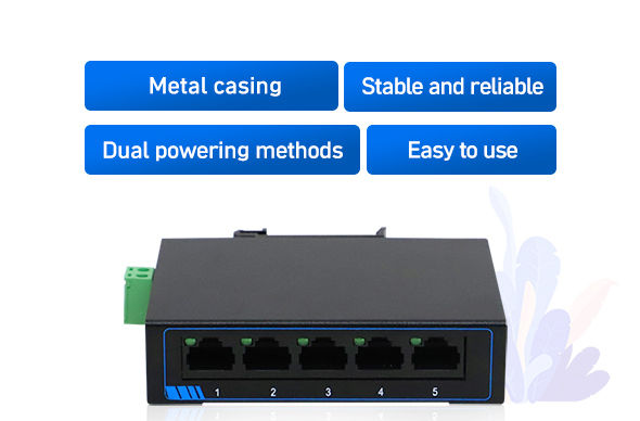USR-SF1005 5-Port 100M Ethernet Switch Plug-and-Play Unmanaged Layer 2 Switch for Industrial Networking