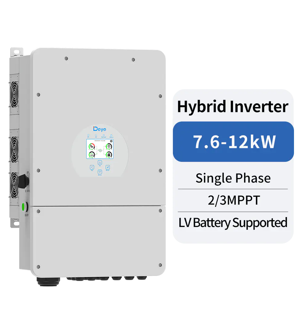 Single Phase Hybrid Inverter 7.6-12kW 2 MPPT Low Voltage Battery Compatible for Residential and Commercial Solar Energy Storage Systems