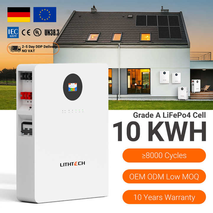 LITHTECH Power Wall 48V 200AH Lithium Ion LiFePO4 Battery Pack Solar Energy Storage Inverter Battery 51.2V 10KWH