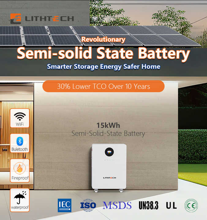 48V 51.2V 15KWH Solar Rebate Program Eligible 280AH Semi Solid Battery for Home Solar Energy Storage System LITHTECH