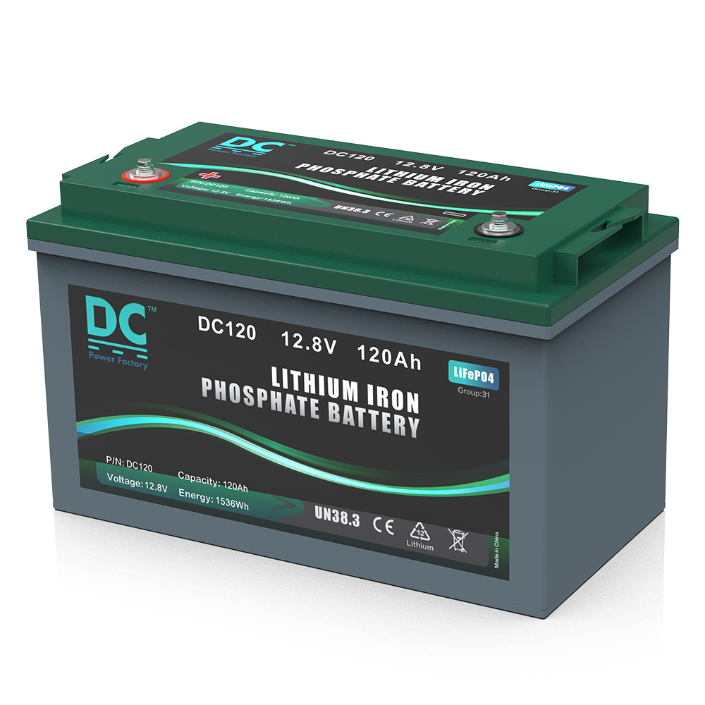 12.8V 120Ah DC120 LiFePO4 Battery 1536Wh IP67 Marine & Solar Energy Storage Battery