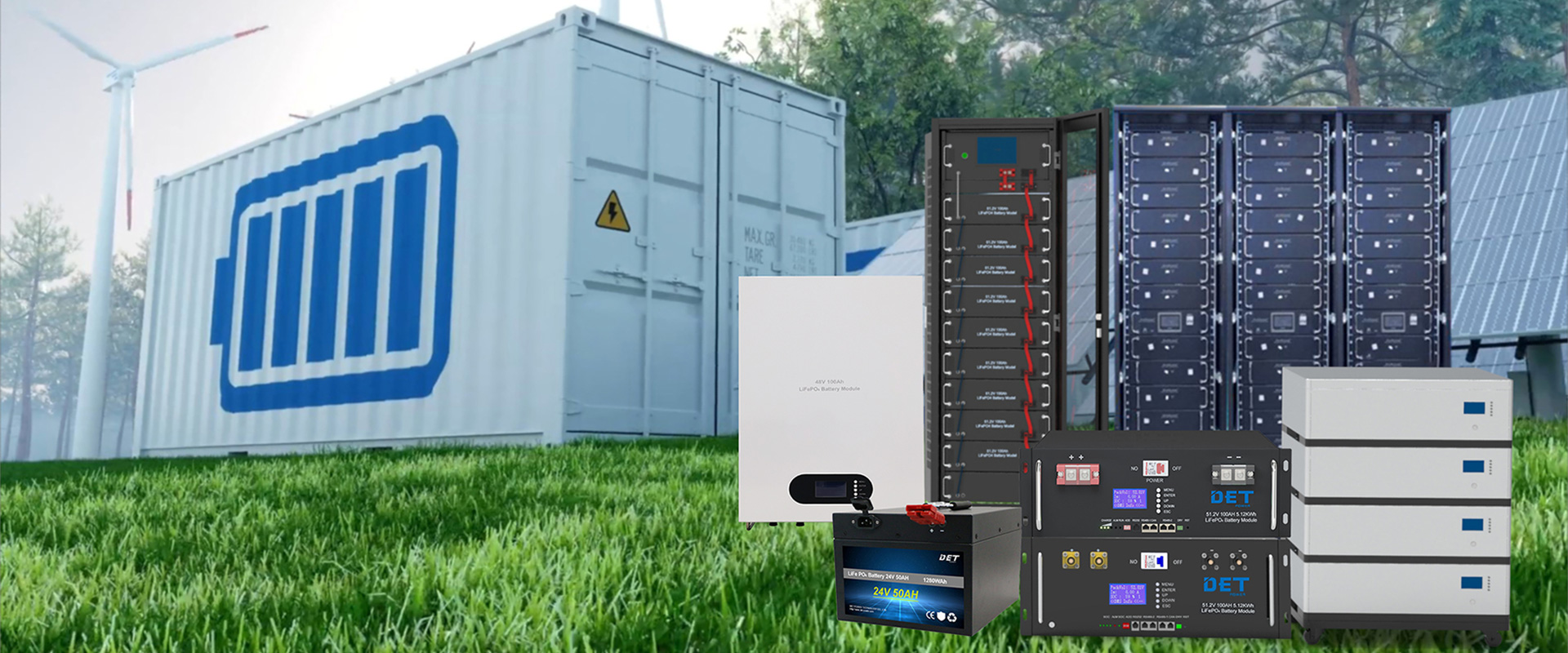 Powerwall 7kW Battery 48V 200Ah 51.2V 300Ah Off-Grid Energy Storage System for Residential and Commercial Use DET