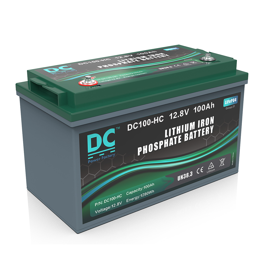 12.8V 100Ah DC100-HC LiFePO4 Battery High-Capacity Deep Cycle Energy Storage System for Marine and Off-Grid Applications