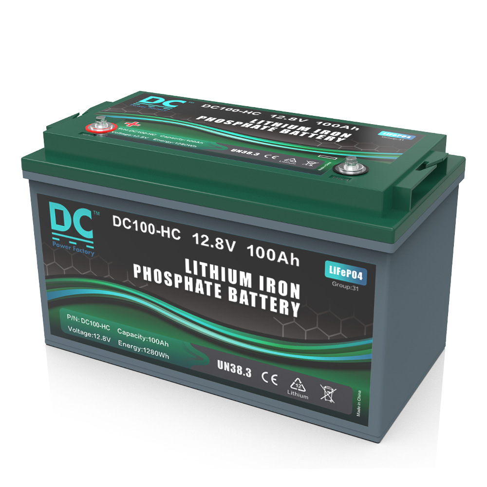 12.8V 100Ah DC100-HC LiFePO4 Battery High-Capacity Deep Cycle Energy Storage System for Marine and Off-Grid Applications