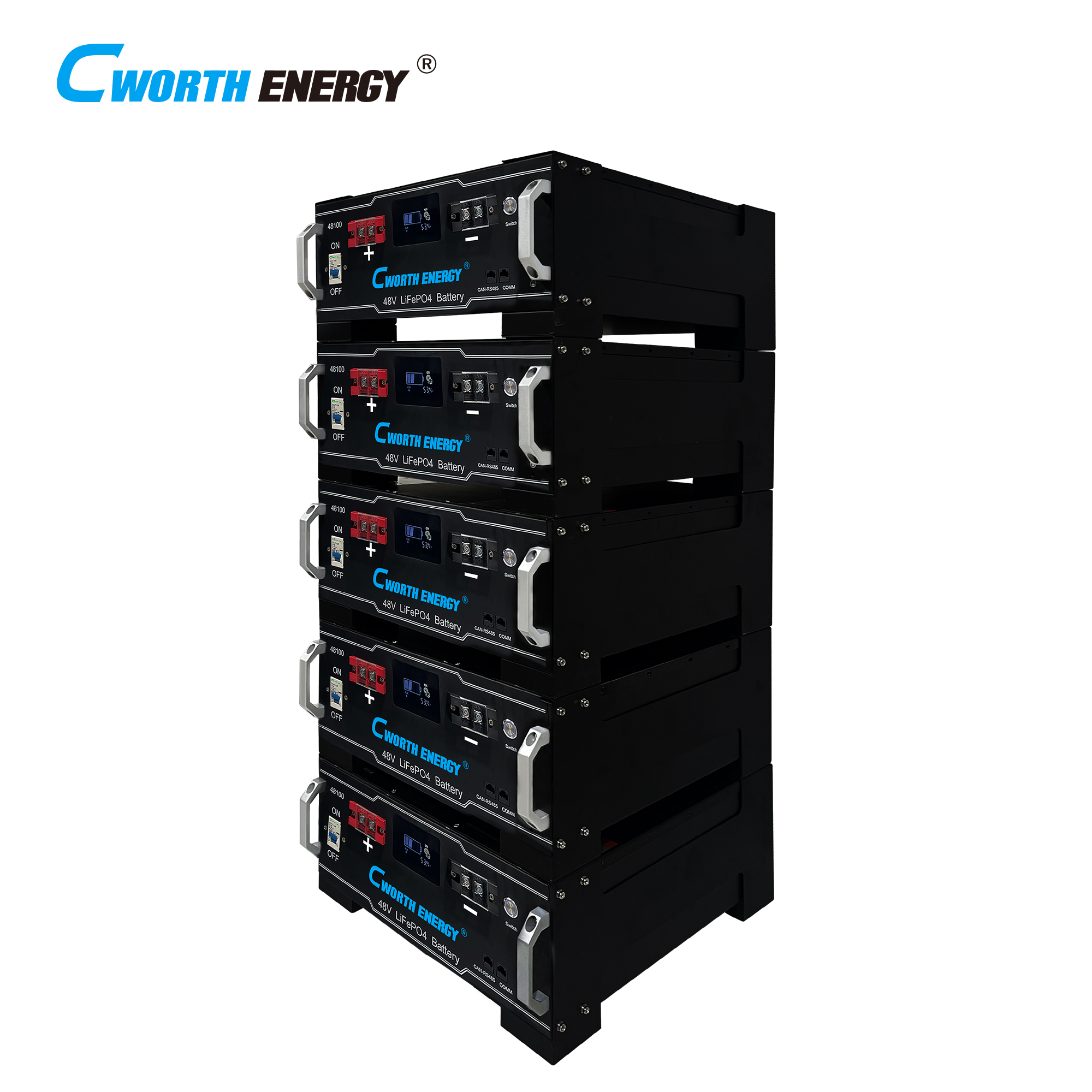 LiFePO4 Battery 48V 5kWh 6000 Cycles 100A Max Charge Discharge for Solar Energy Storage System
