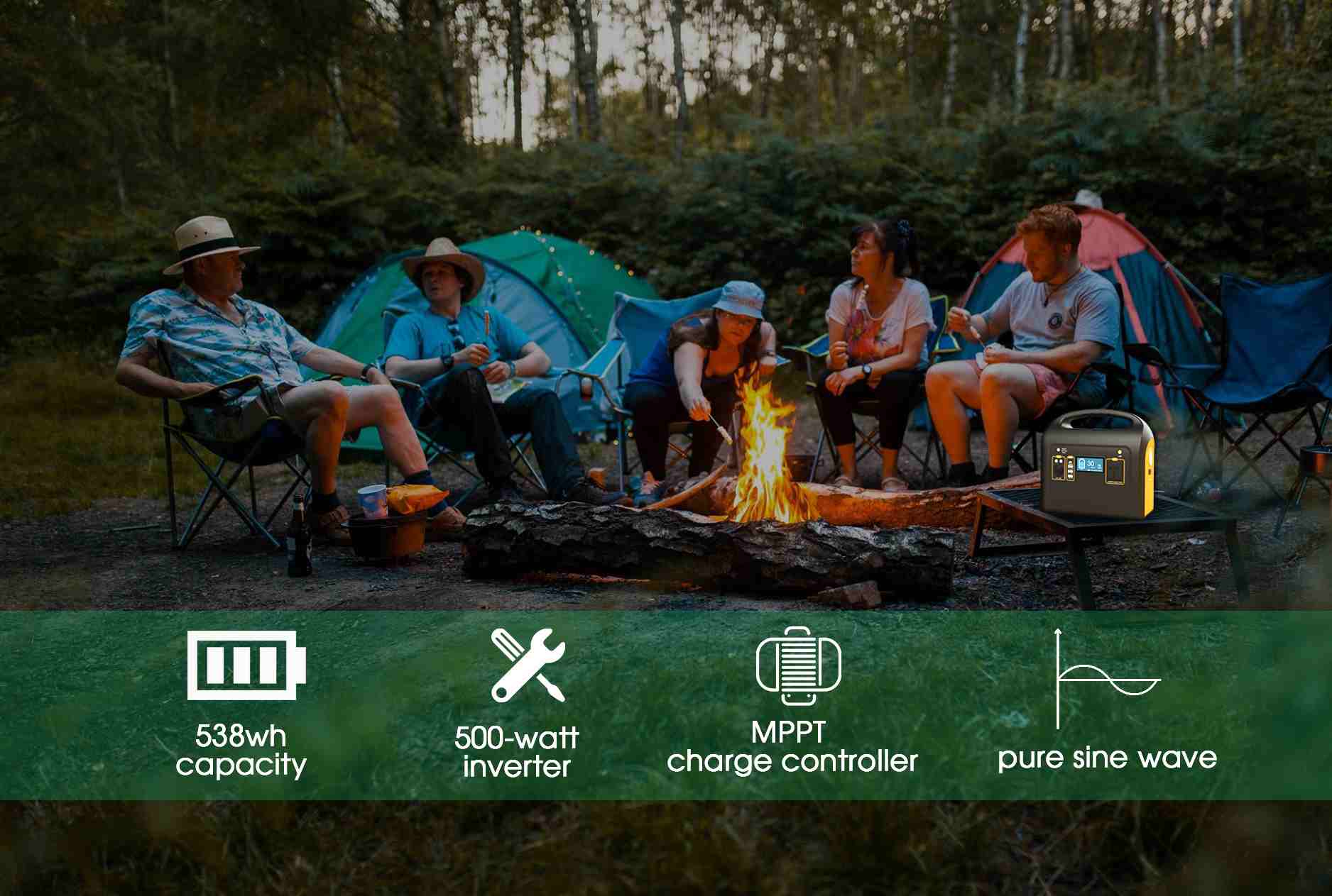 Portable Power Station 538Wh 12.8V 42Ah Lithium-ion Battery for Outdoor Camping with Solar Panel Compatibility
