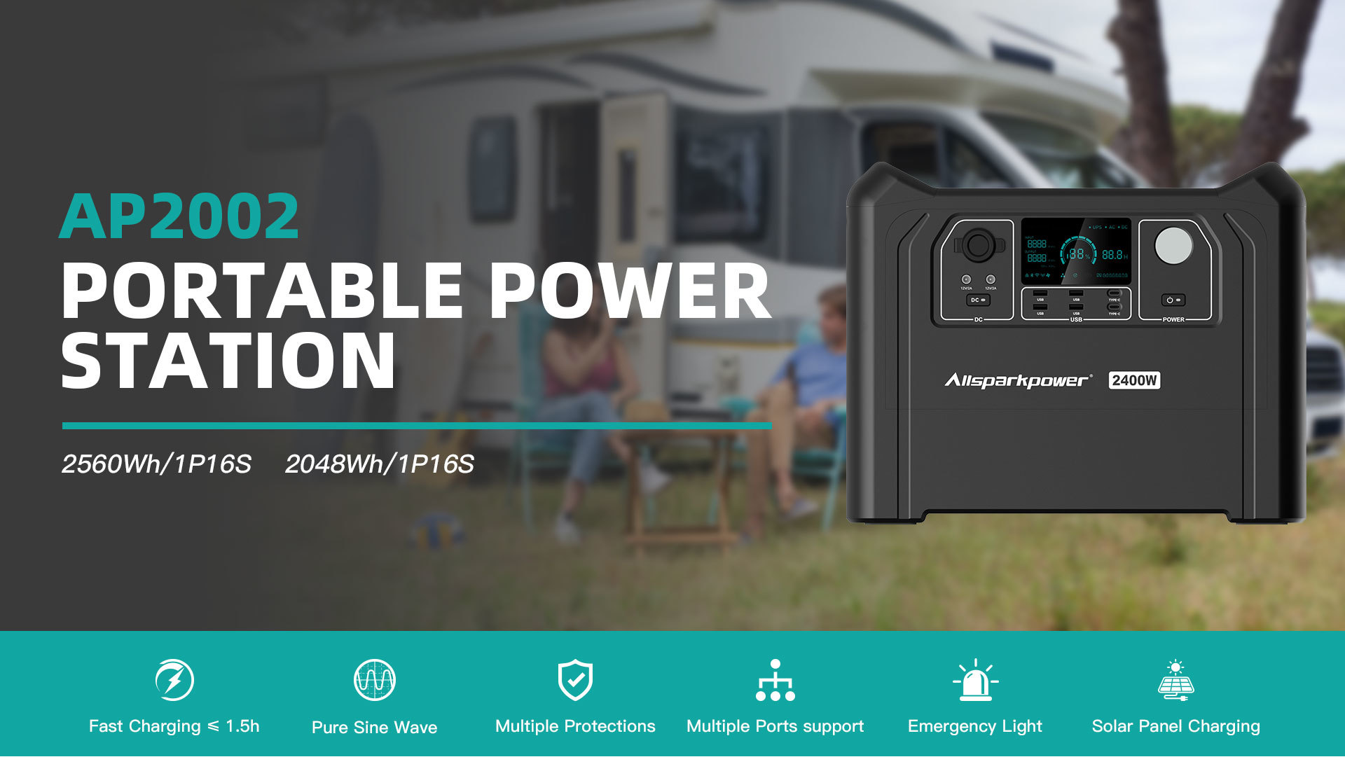 AP2002-Portable Solar Power Station High-Capacity Off-Grid Solar Generator for Camping and Emergency Backup