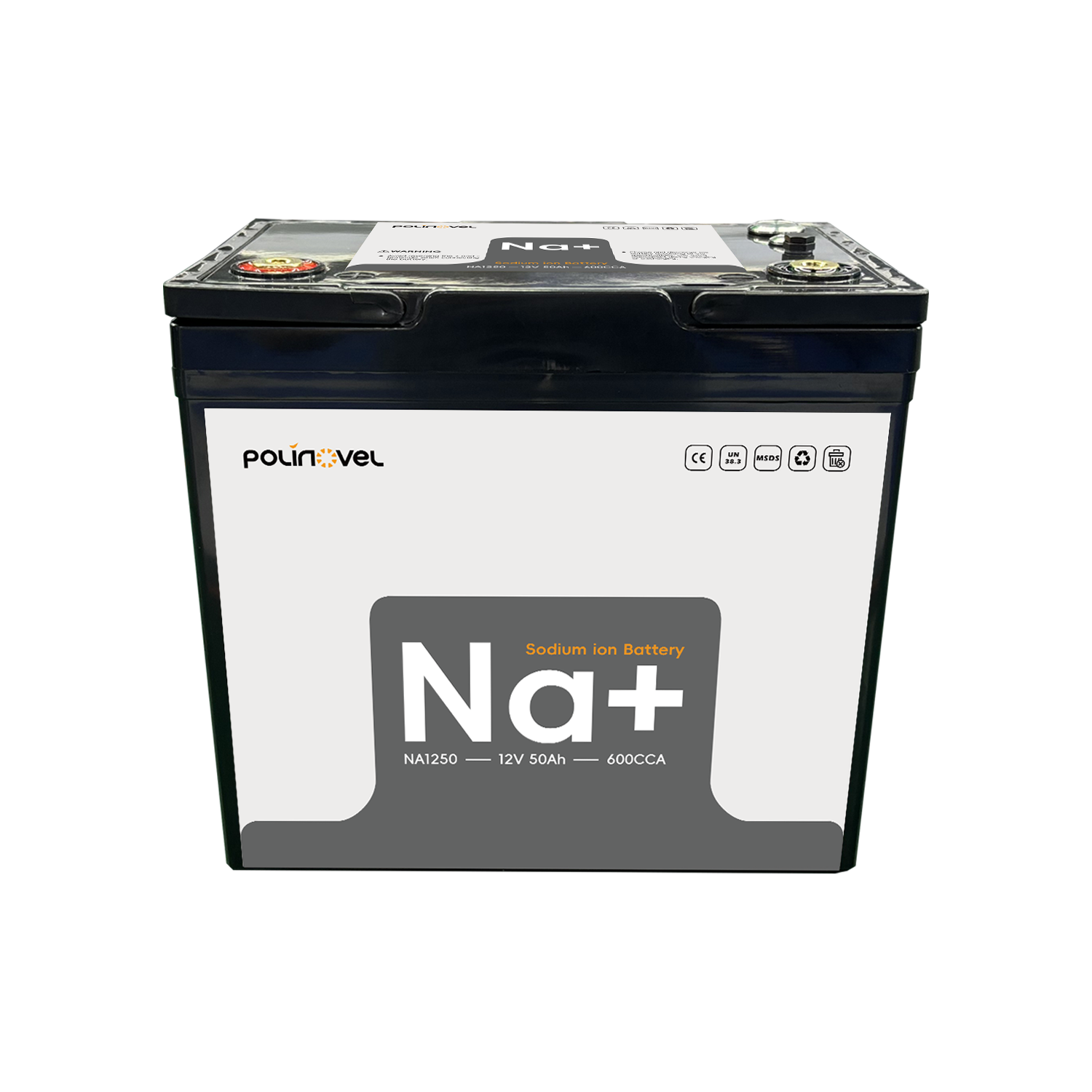 12V 50Ah Sodium Ion Starting Battery Wide Temperature Range -30°C to 65°C High CCA for Automotive Marine Polinovel
