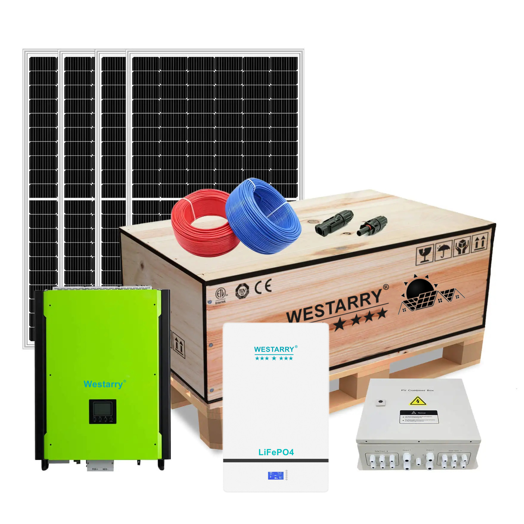 15kw Off Grid Hybrid Solar Panel Power System 15000W Hybrid Inverter with Powerwall for Home Agriculture Industry Commerce Westarry