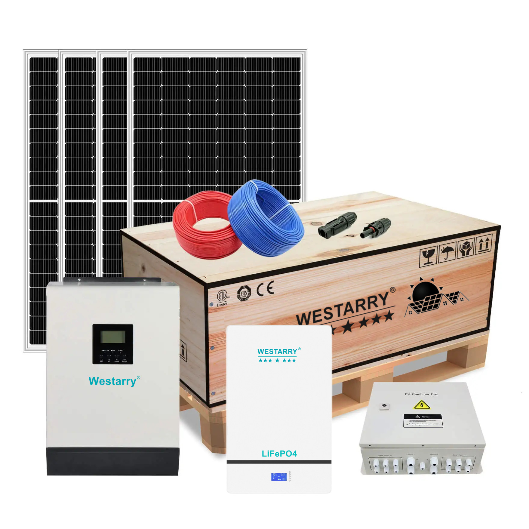Westarry 30KW Off-Grid Solar System 450W Panels Hybrid Inverter Home Use for Residential and Commercial